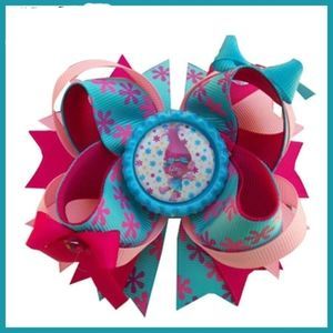 4.5 INCH TROLLS POPPY FLOWERS HAIRBOW